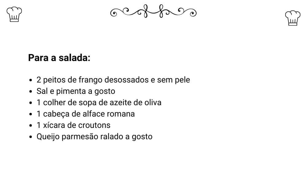 Receita de Salada Caesar com Frango Grelhado