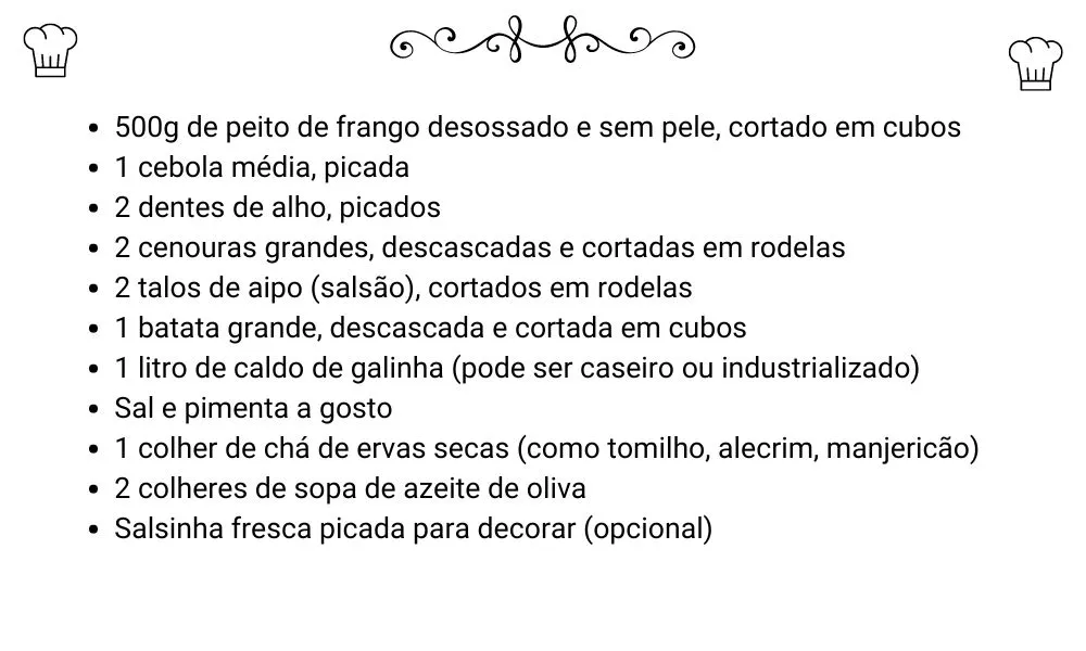 Receita de Sopa de Frango